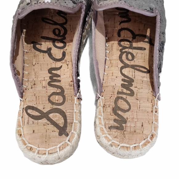 WOMEN'S SAM EDELMAN KERRY MULE ESPADRILLE METALLIC SEQUIN SLIP-ONS SIZE … - Picture 7 of 9
